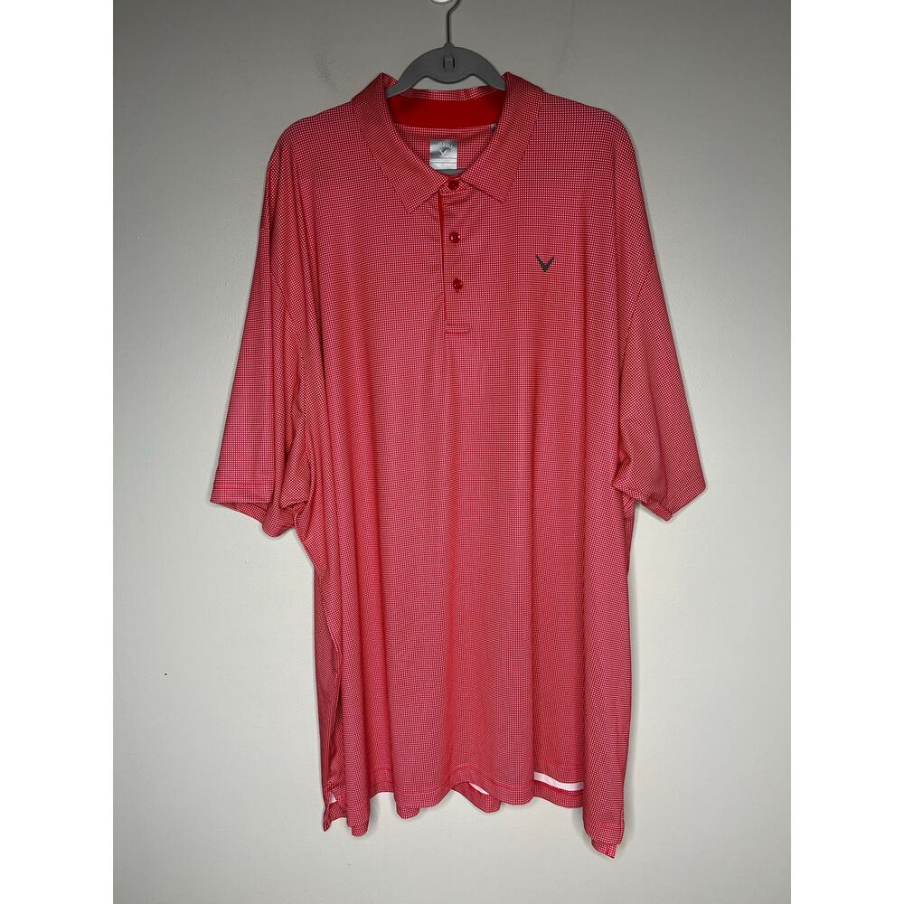 Callaway Men's 4X Golf Polo Shirt Opti Dri Swing Tech Red Micro Check Wicking